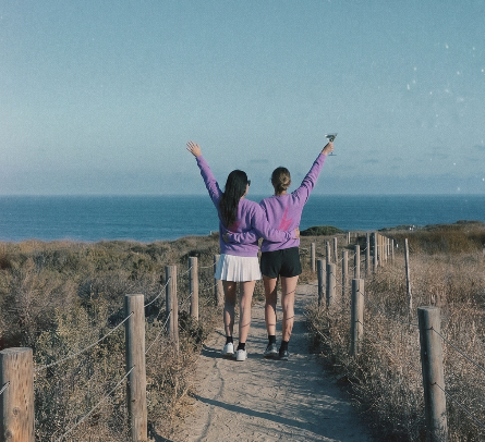 the two founders on a coastal trail in california